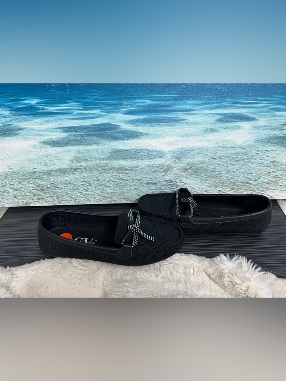 Black Casual Slip-On Loafers with Bow Accent